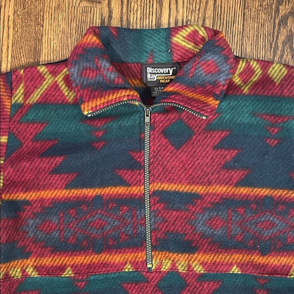 Vintage 90s Aztec Patterned Fleece Half Zip Sweater - Picture 5 of 7